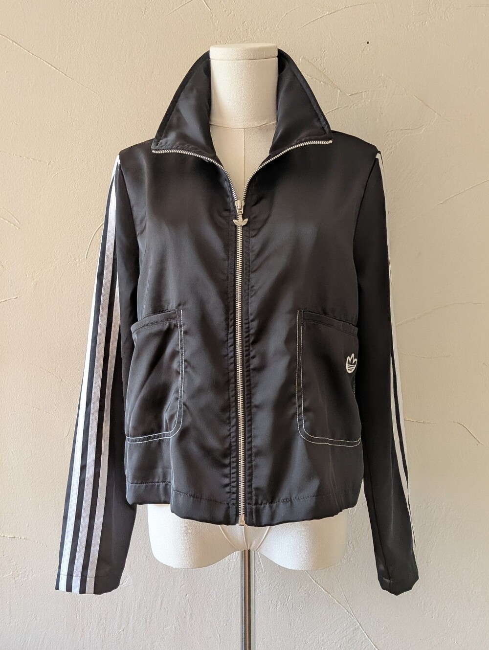 Adidas Black Satin Track Jacket Size S